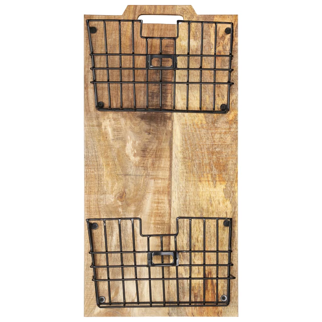 vidaXL Stojak ścienny na gazety, 33x10x67 cm, surowe drewno mango