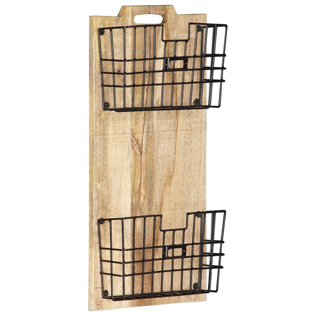 vidaXL Stojak ścienny na gazety, 33x10x67 cm, surowe drewno mango