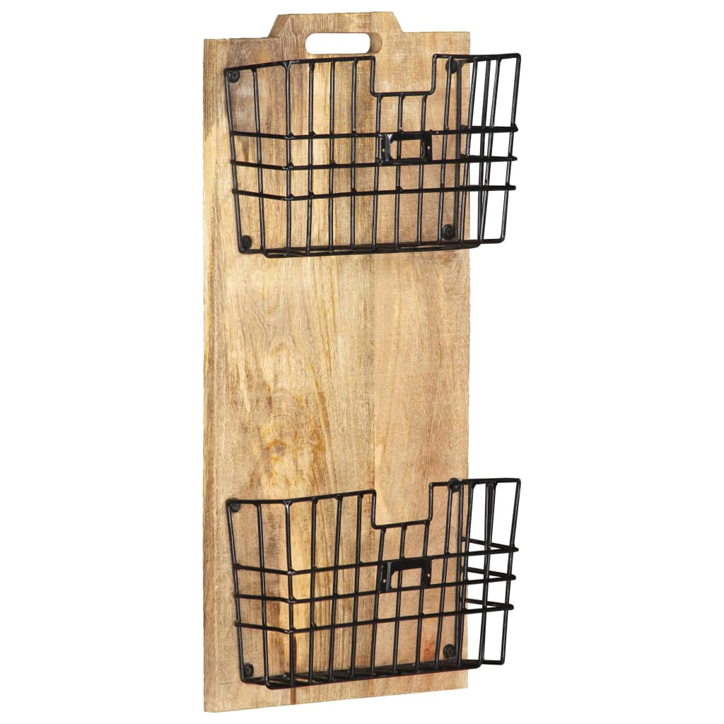 vidaXL Stojak ścienny na gazety, 33x10x67 cm, surowe drewno mango