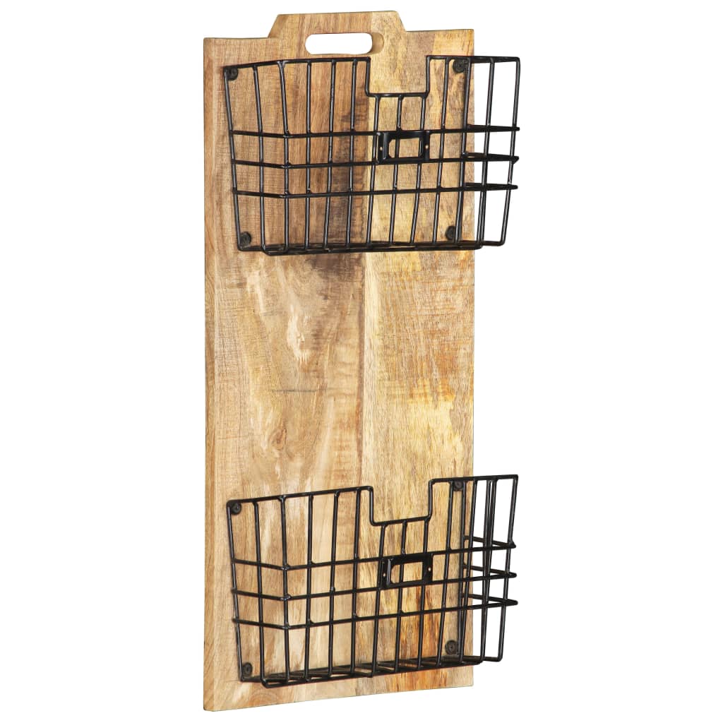 vidaXL Stojak ścienny na gazety, 33x10x67 cm, surowe drewno mango
