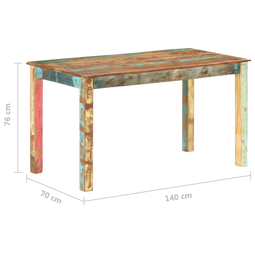 vidaXL Stół jadalniany, lite drewno odzyskane, 140x70x76 cm