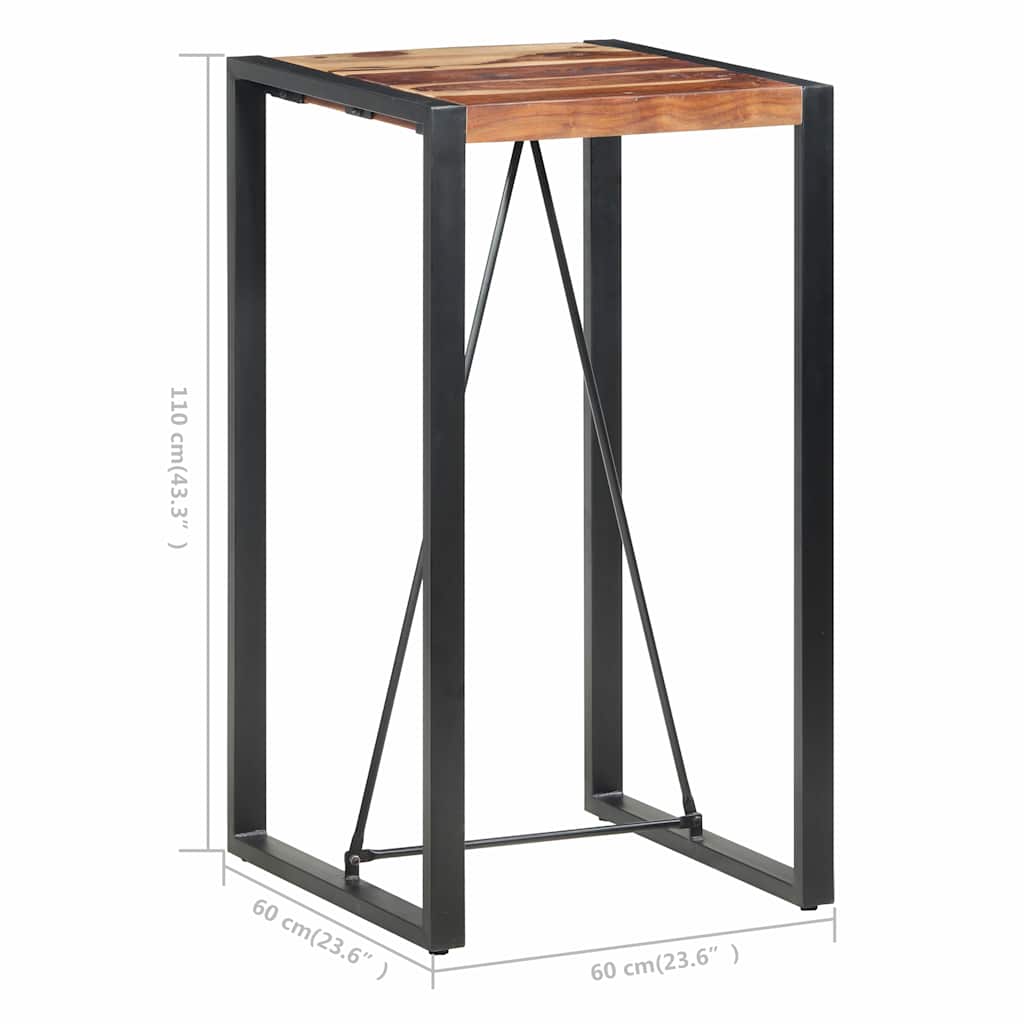 vidaXL Stolik barowy, 60 x 60 x 110 cm, lite drewno akacjowe