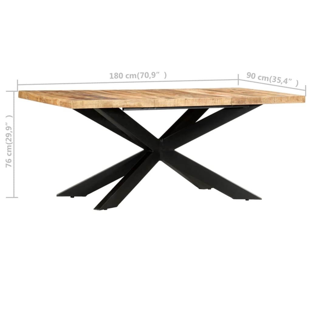 vidaXL Stół jadalniany, 180 x 90 x 76 cm, lite surowe drewno mango