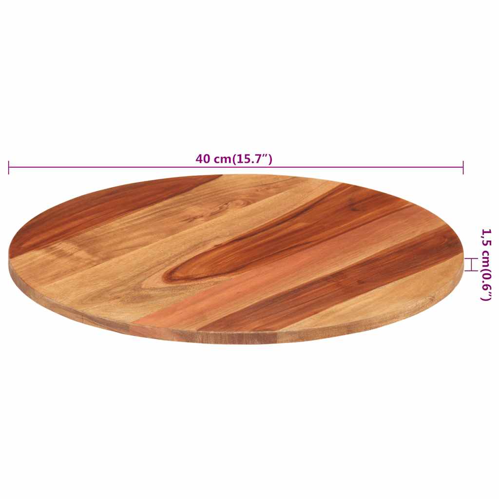 vidaXL Blat stołu, lite drewno akacjowe, okrągły, 15-16 mm, 40 cm
