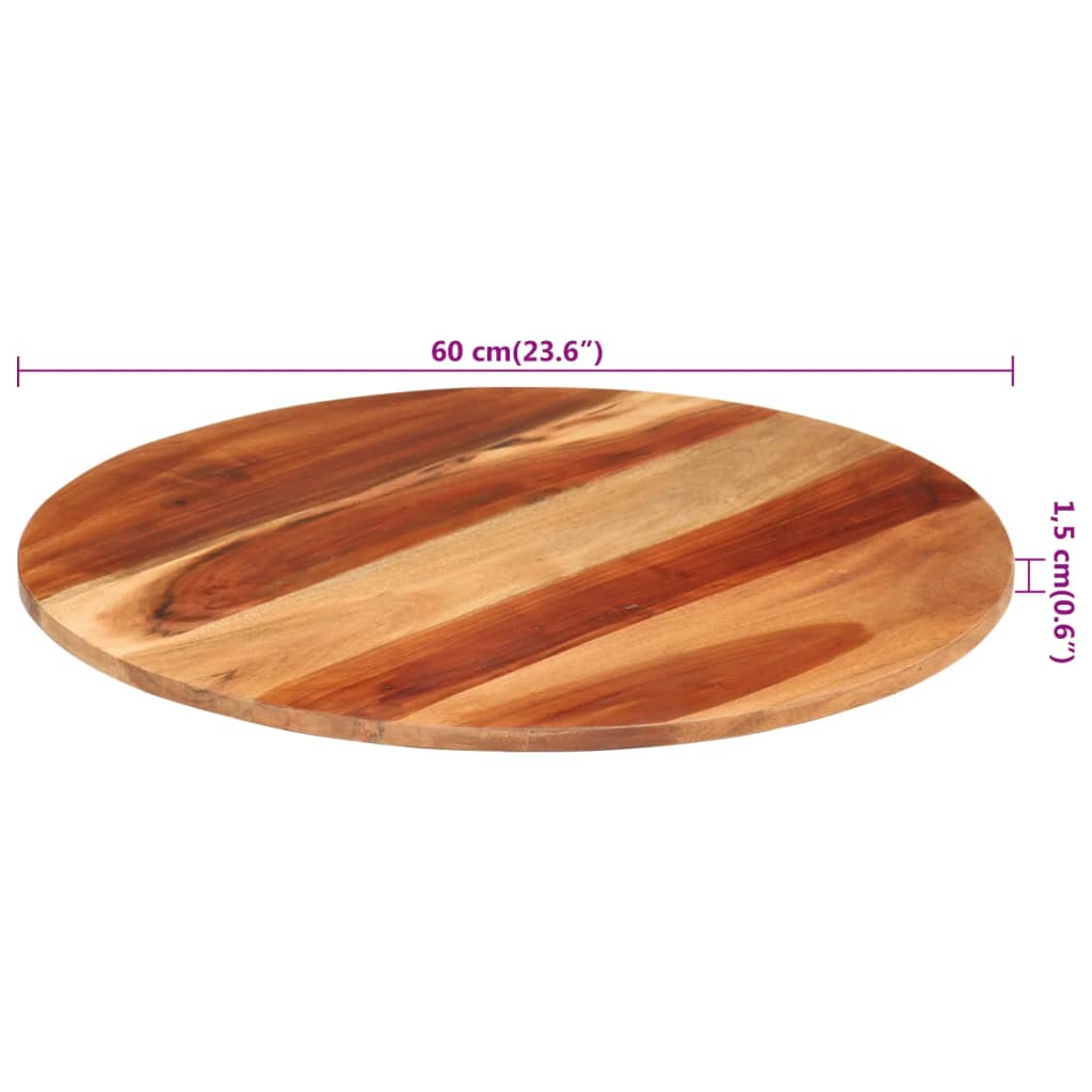 vidaXL Blat stołu, lite drewno akacjowe, okrągły, 15-16 mm, 60 cm