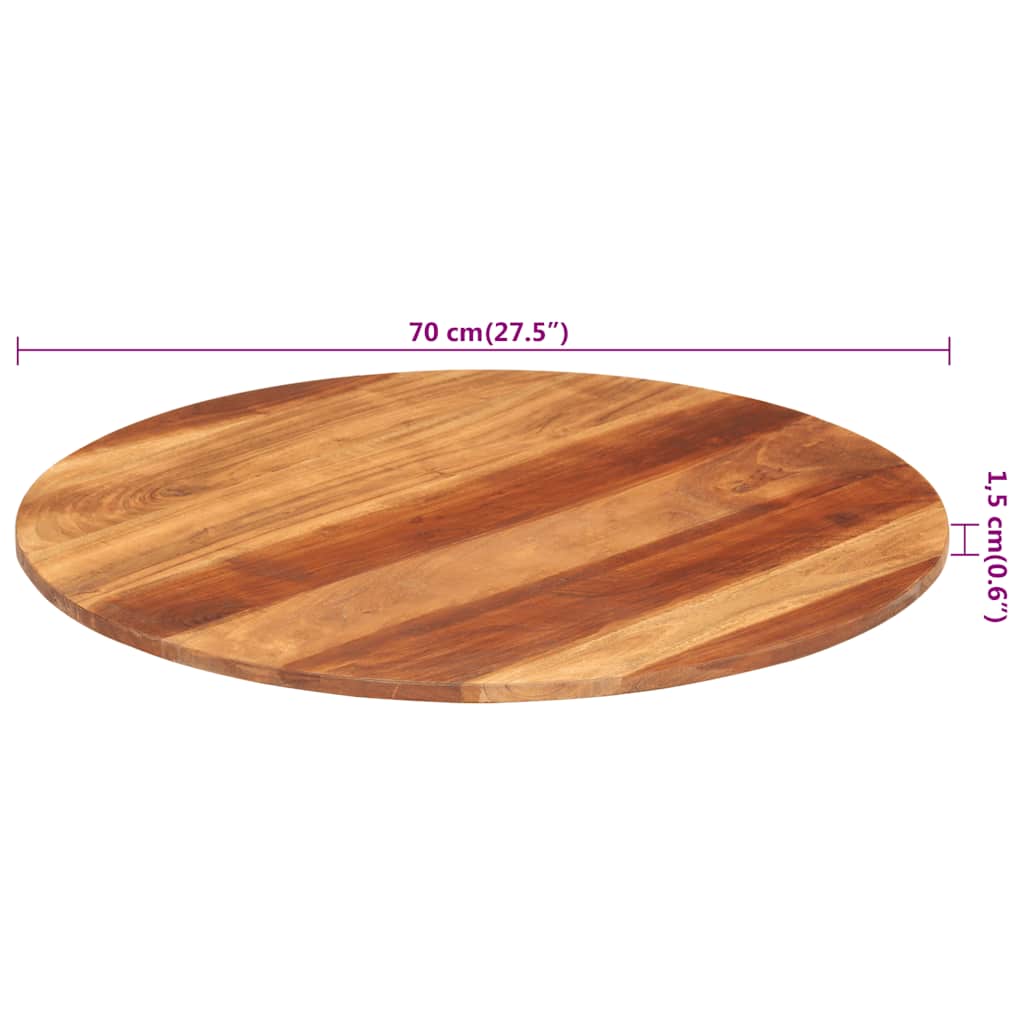 vidaXL Blat stołu, lite drewno akacjowe, okrągły, 15-16 mm, 70 cm