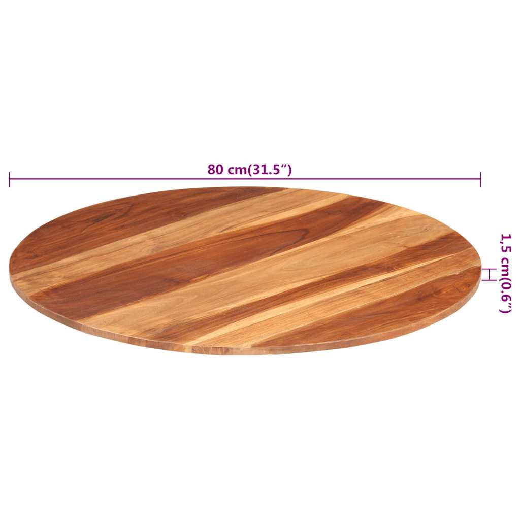 vidaXL Blat stołu, lite drewno akacjowe, okrągły, 15-16 mm, 80 cm