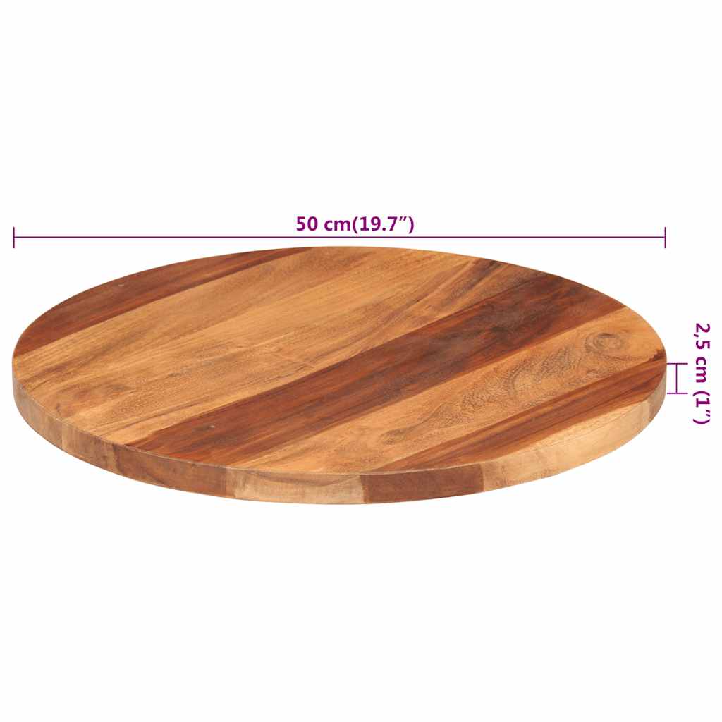 vidaXL Blat stołu, lite drewno akacjowe, okrągły, 25-27 mm, 50 cm