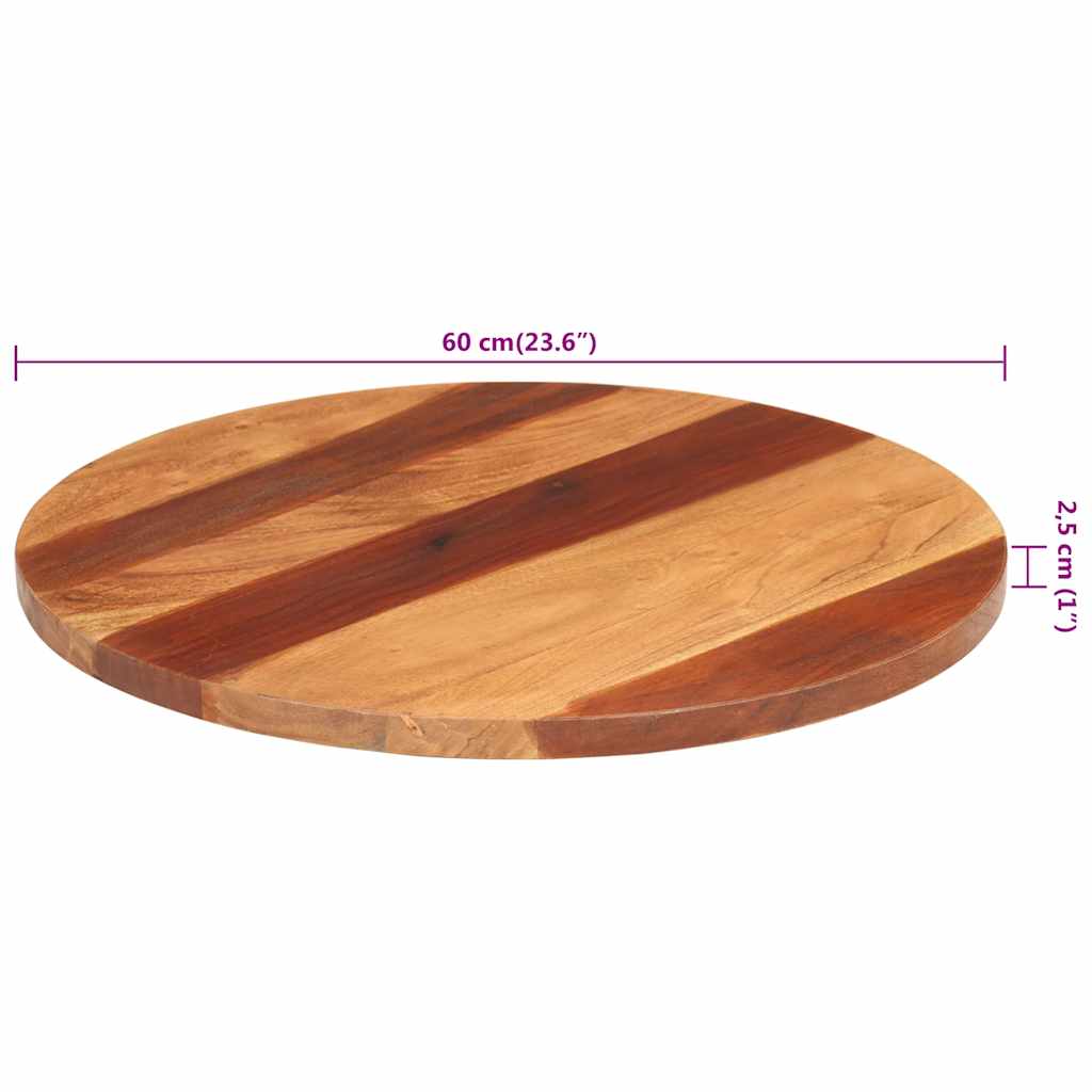 vidaXL Blat stołu, lite drewno akacjowe, okrągły, 25-27 mm, 60 cm