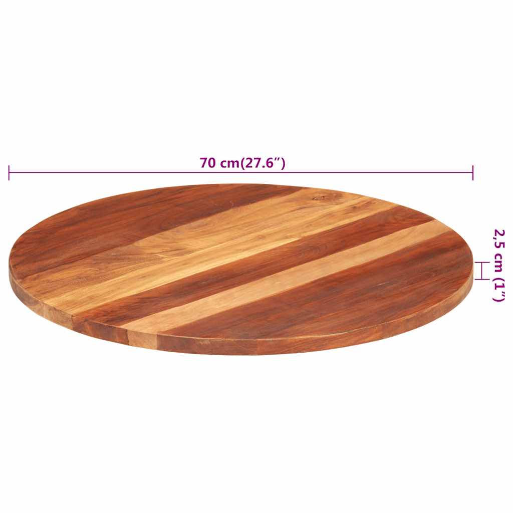 vidaXL Blat stołu, lite drewno akacjowe, okrągły, 25-27 mm, 70 cm