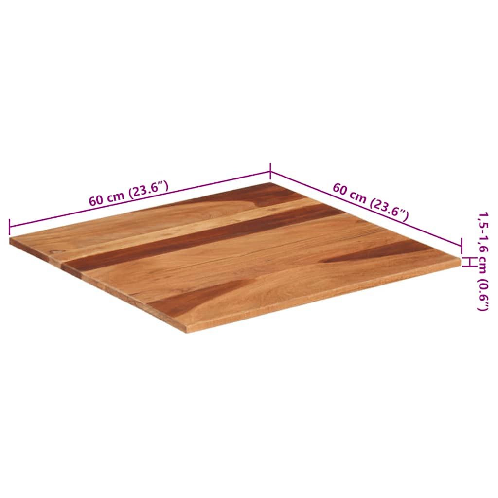vidaXL Blat stołu, lite drewno akacjowe, 15-16 mm, 60x60 cm