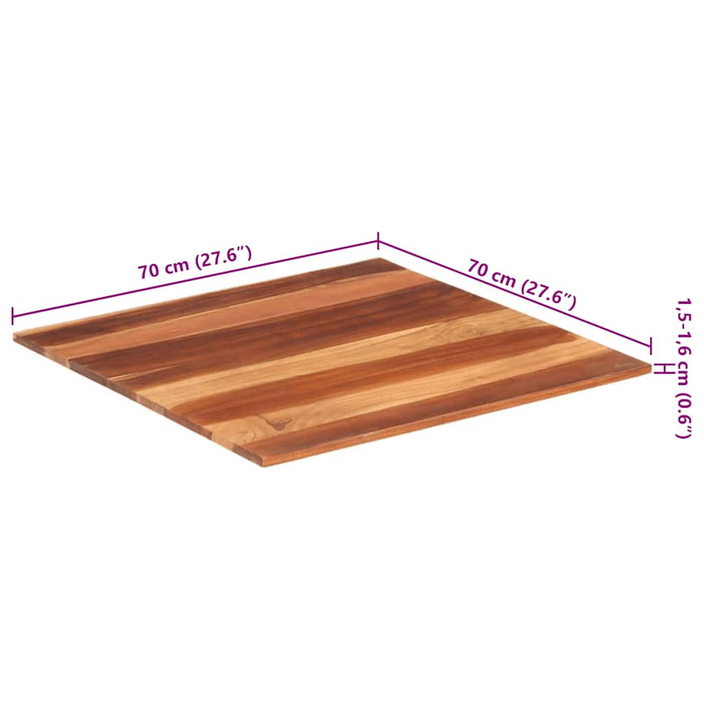 vidaXL Blat stołu, lite drewno akacjowe, 15-16 mm, 70x70 cm