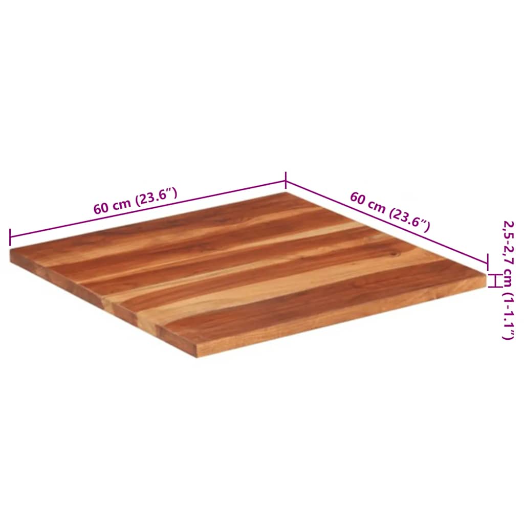 vidaXL Blat stołu, lite drewno akacjowe, 25-27 mm, 60x60 cm