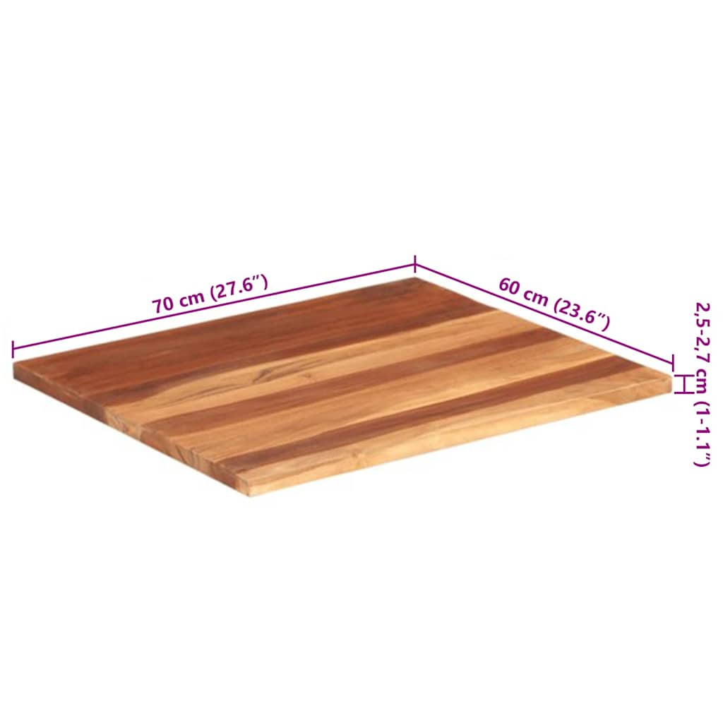 vidaXL Blat stołu, lite drewno akacjowe, 25-27 mm, 60x70 cm