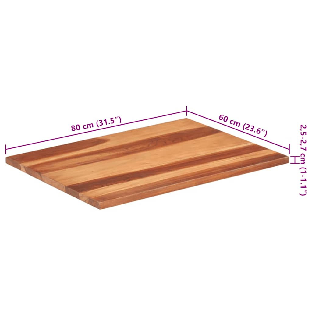 vidaXL Blat stołu, lite drewno akacjowe, 25-27 mm, 60x80 cm