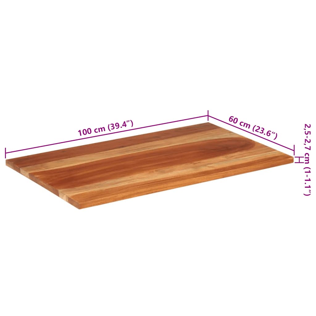vidaXL Blat stołu, lite drewno akacjowe, 25-27 mm, 60x100 cm