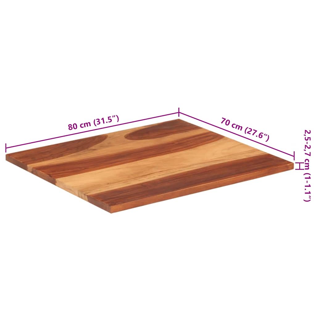 vidaXL Blat stołu, lite drewno akacjowe, 25-27 mm, 70x90 cm