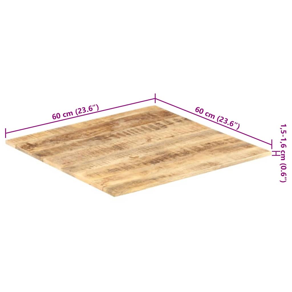 vidaXL Blat stołu, lite drewno mango, 15-16 mm, 60x60 cm