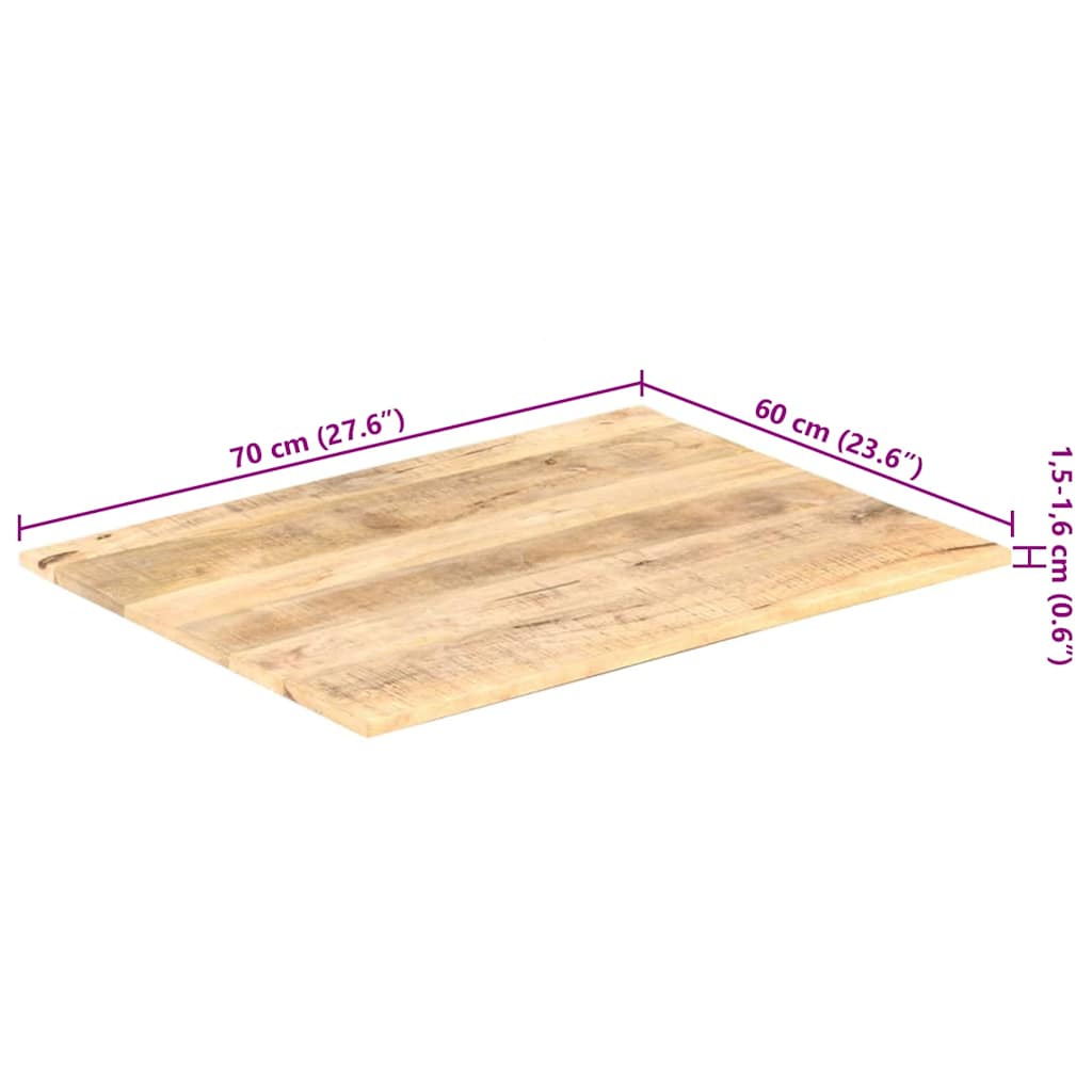 vidaXL Blat stołu, lite drewno mango, 15-16 mm, 70x60 cm