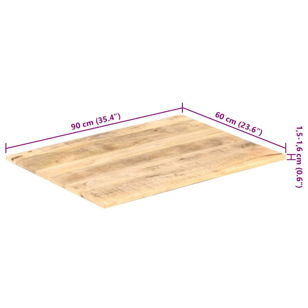 vidaXL Blat stołu, lite drewno mango, 15-16 mm, 90x60 cm