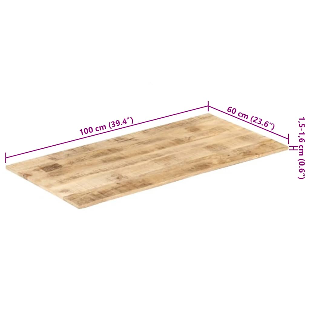 vidaXL Blat stołu, lite drewno mango, 15-16 mm, 100x60 cm