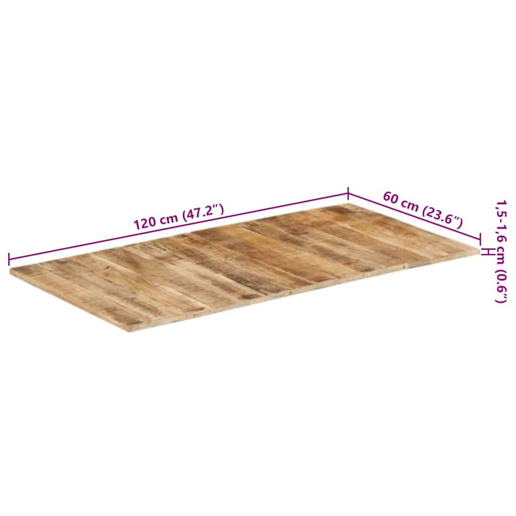 vidaXL Blat stołu, lite drewno mango, 15-16 mm, 120x60 cm