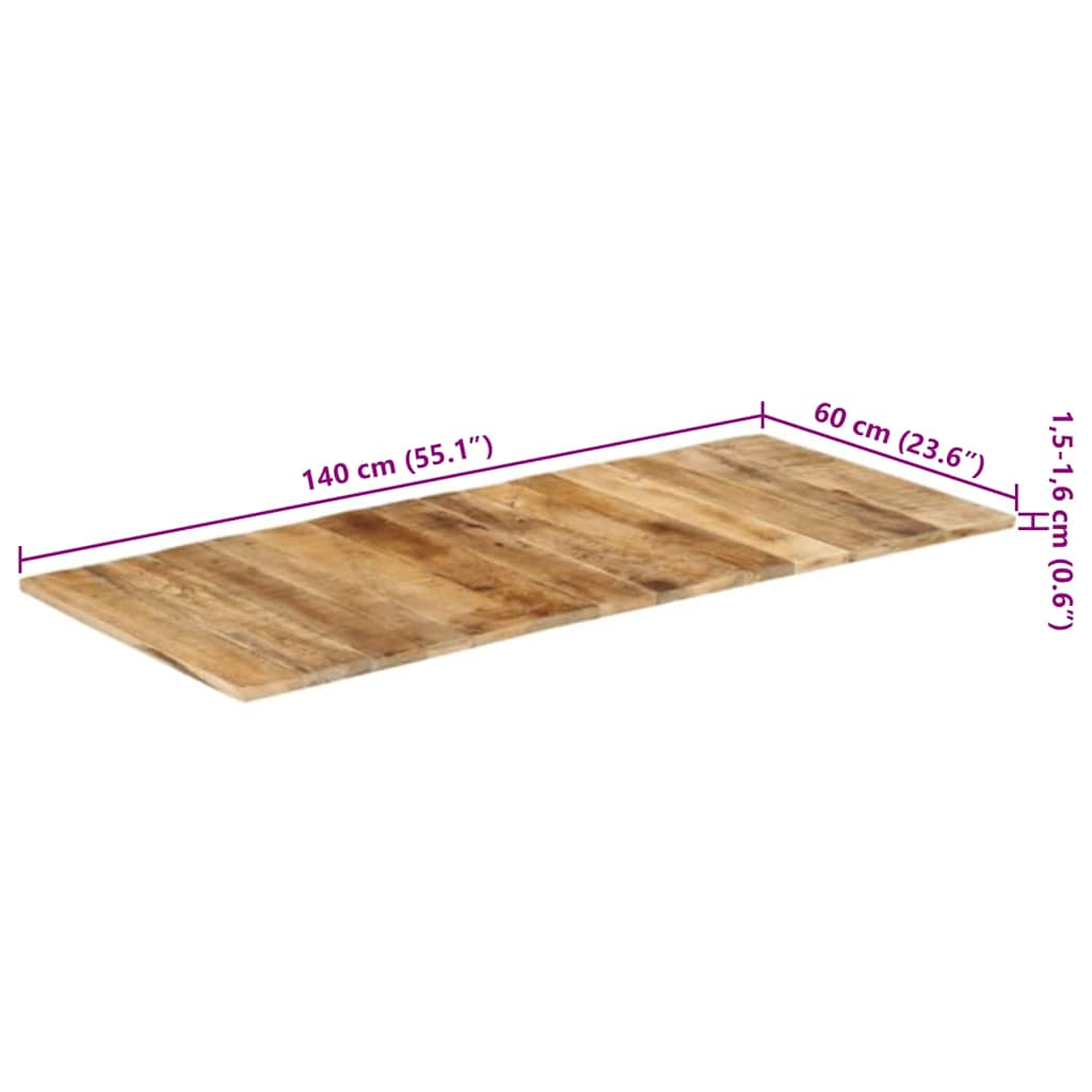 vidaXL Blat stołu, lite drewno mango, 15-16 mm, 140x60 cm
