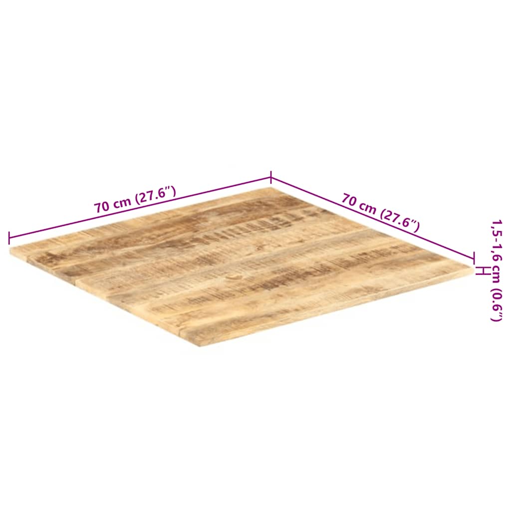 vidaXL Blat stołu, lite drewno mango, 15-16 mm, 70x70 cm