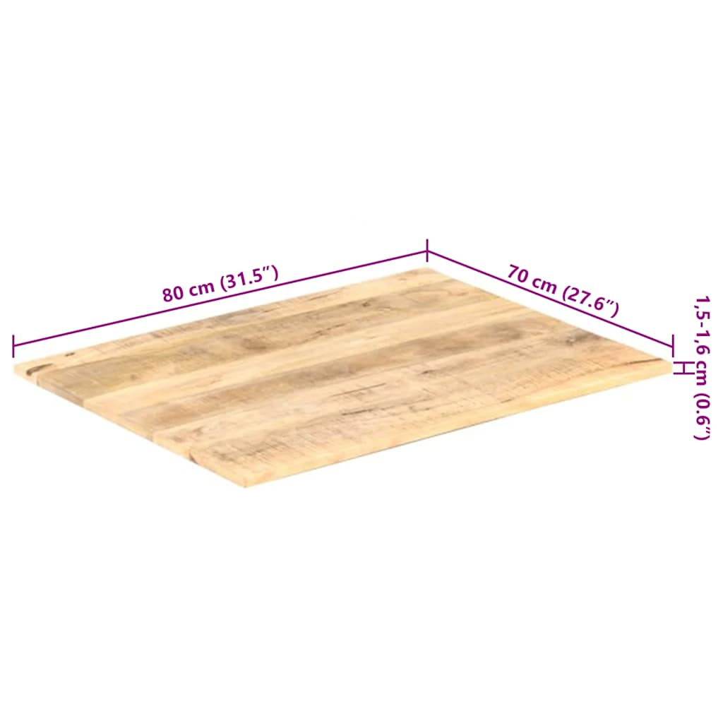 vidaXL Blat stołu, lite drewno mango, 15-16 mm, 80x70 cm