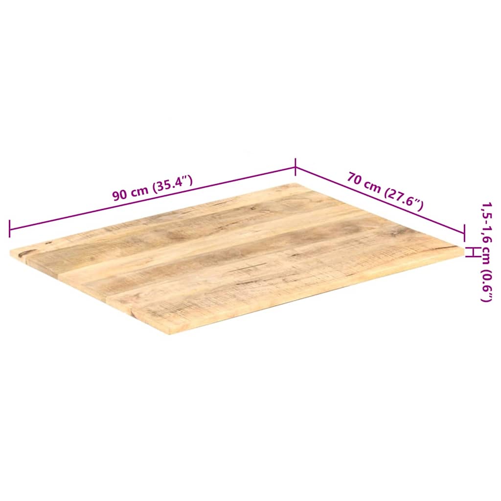vidaXL Blat stołu, lite drewno mango, 15-16 mm, 90x70 cm