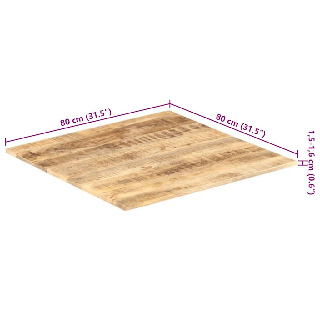 vidaXL Blat stołu, lite drewno mango, 15-16 mm, 80x80 cm