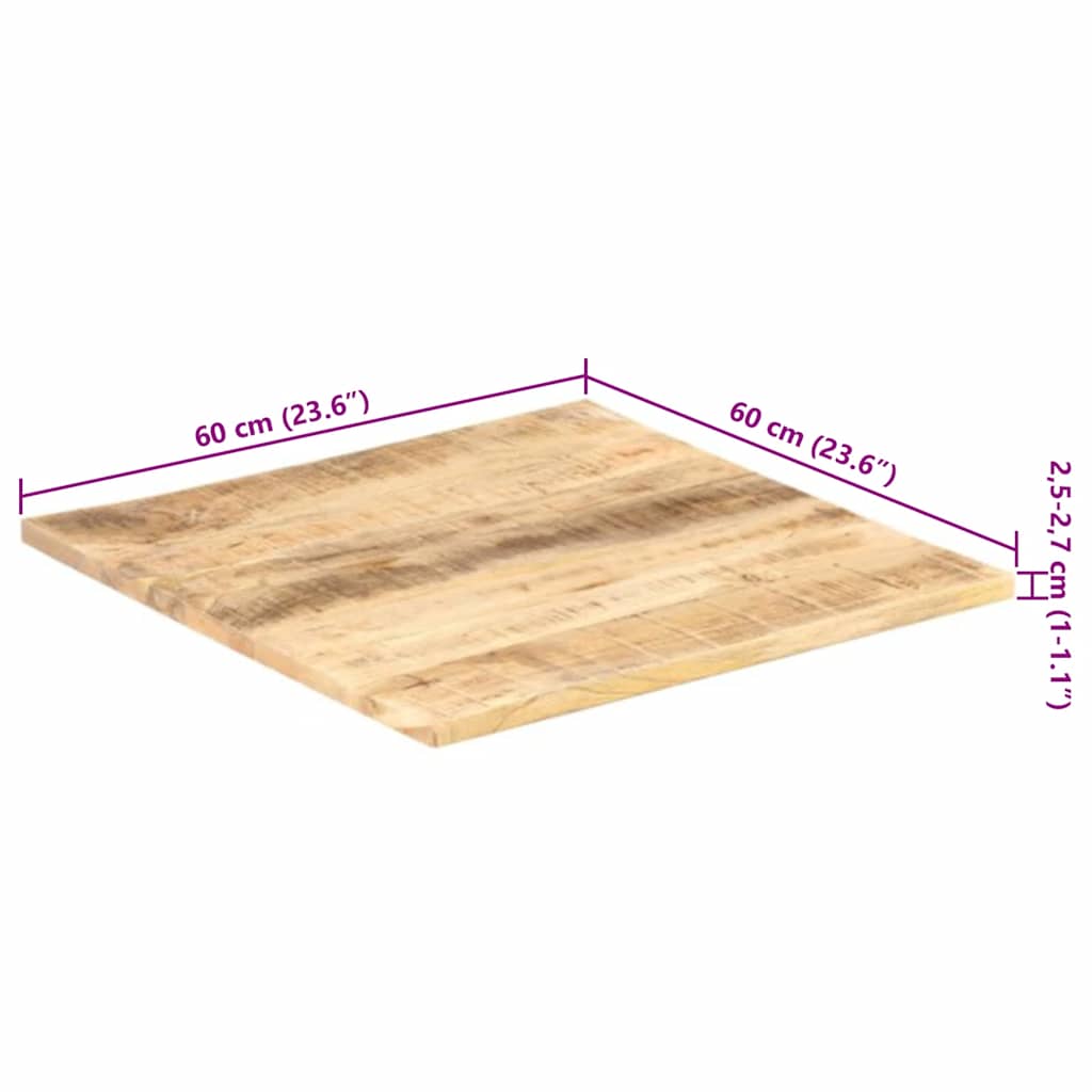 vidaXL Blat stołu, lite drewno mango, 25-27 mm, 60x60 cm