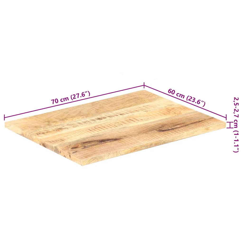 vidaXL Blat stołu, lite drewno mango, 25-27 mm, 70x60 cm