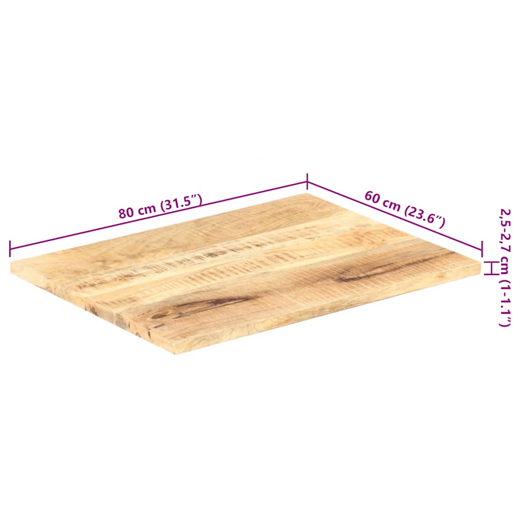 vidaXL Blat stołu, lite drewno mango, 25-27 mm, 80x60 cm
