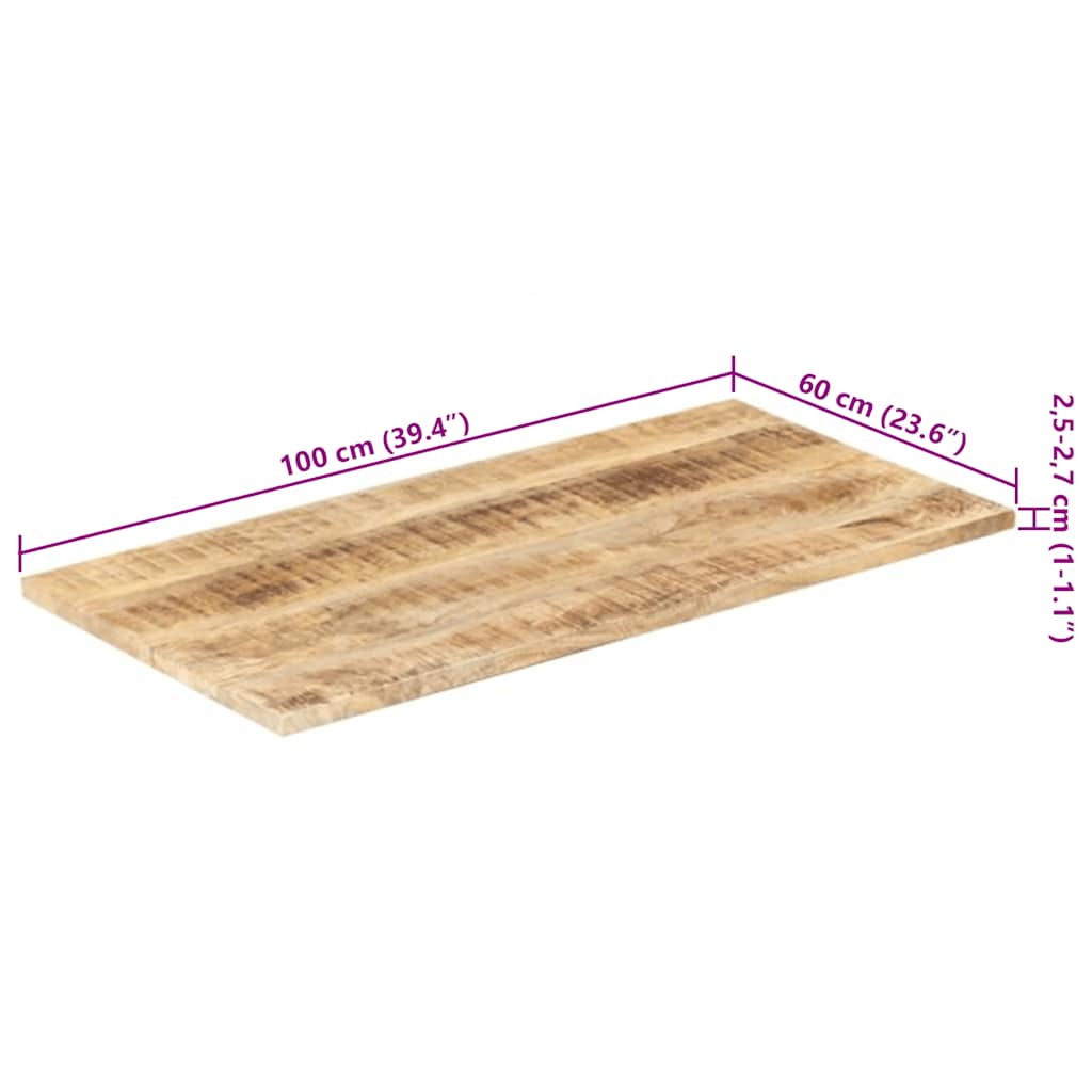 vidaXL Blat stołu, lite drewno mango, 25-27 mm, 100x60 cm