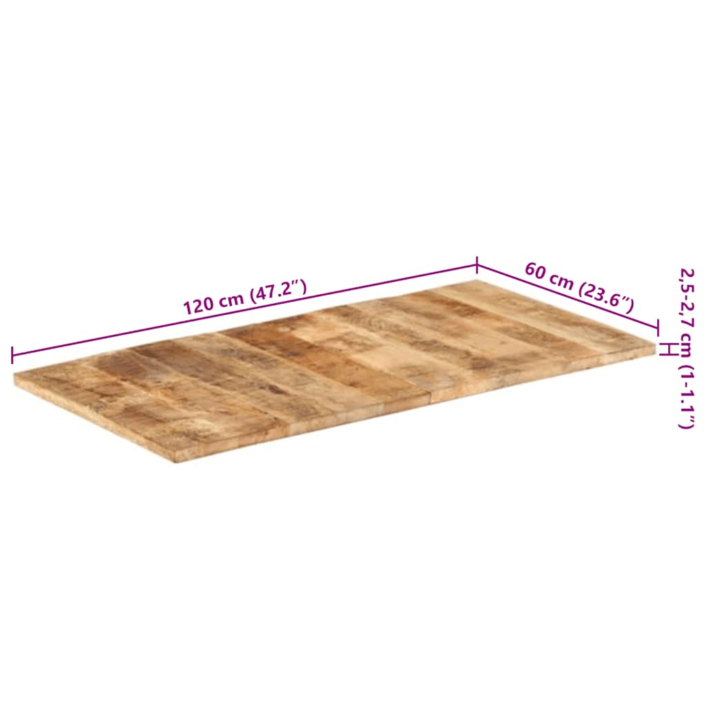 vidaXL Blat stołu, lite drewno mango, 25-27 mm, 120x60 cm