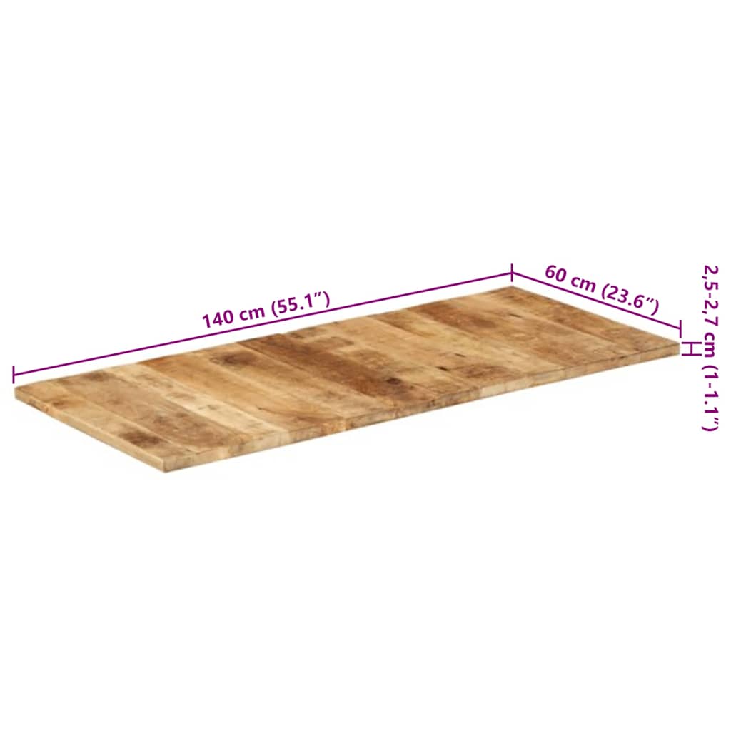 vidaXL Blat stołu, lite drewno mango, 25-27 mm, 140x60 cm
