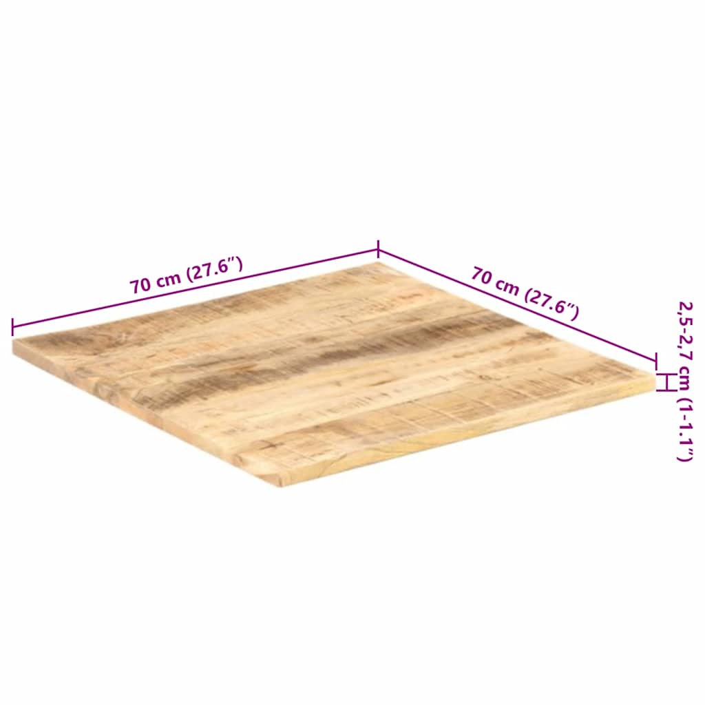 vidaXL Blat stołu, lite drewno mango, 25-27 mm, 70x70 cm