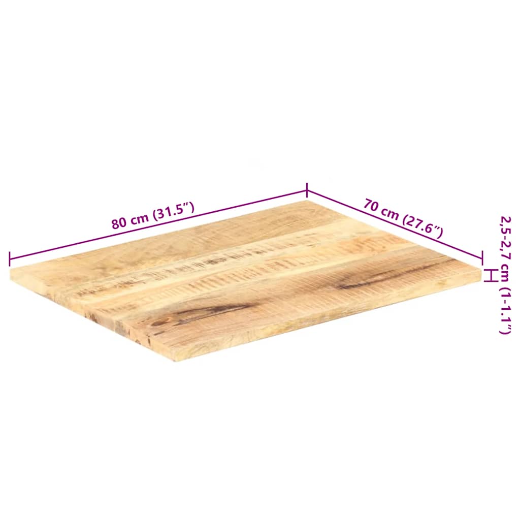 vidaXL Blat stołu, lite drewno mango, 25-27 mm, 80x70 cm
