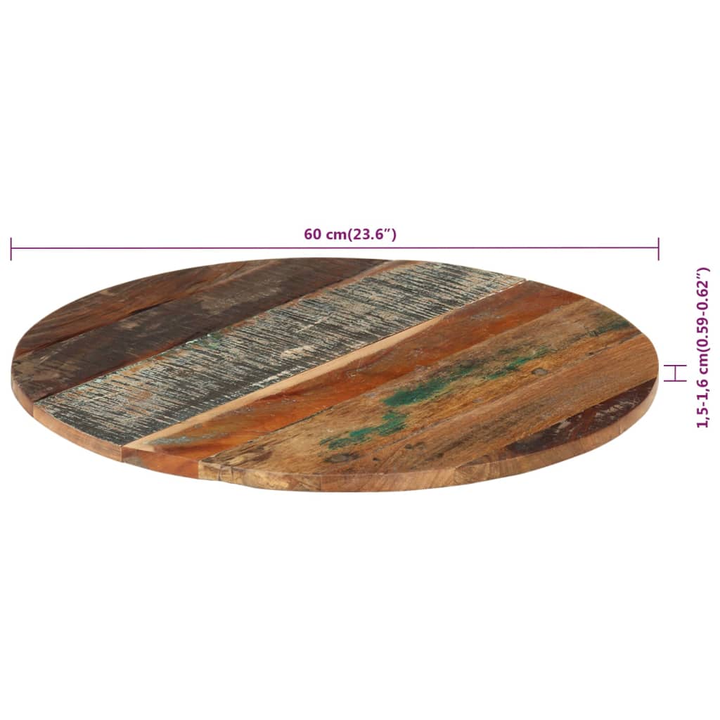 vidaXL Okrągły blat stołu, 60 cm, 15-16 mm, lite drewno odzyskane