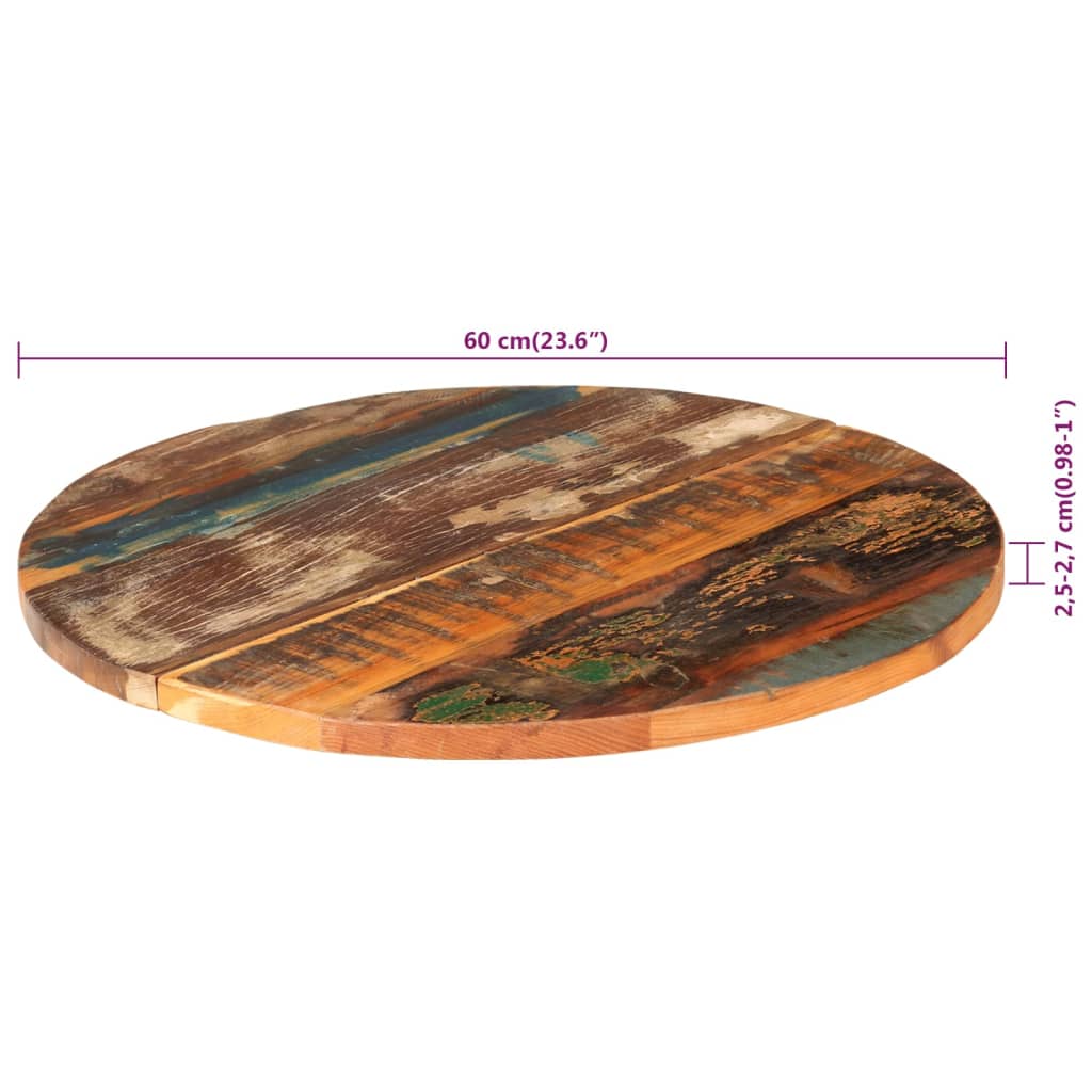 vidaXL Okrągły blat stołu, 60 cm, 25-27 mm, lite drewno z odzysku