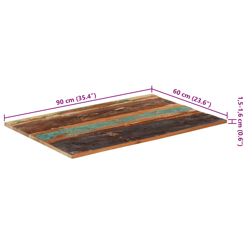 vidaXL Prostokątny blat do stołu, 60x90 cm, 15-16 mm, drewno z odzysku