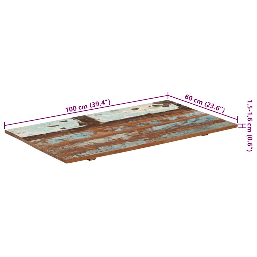 vidaXL Prostokątny blat stołowy, 60x100 cm, 15-16 mm, drewno z odzysku