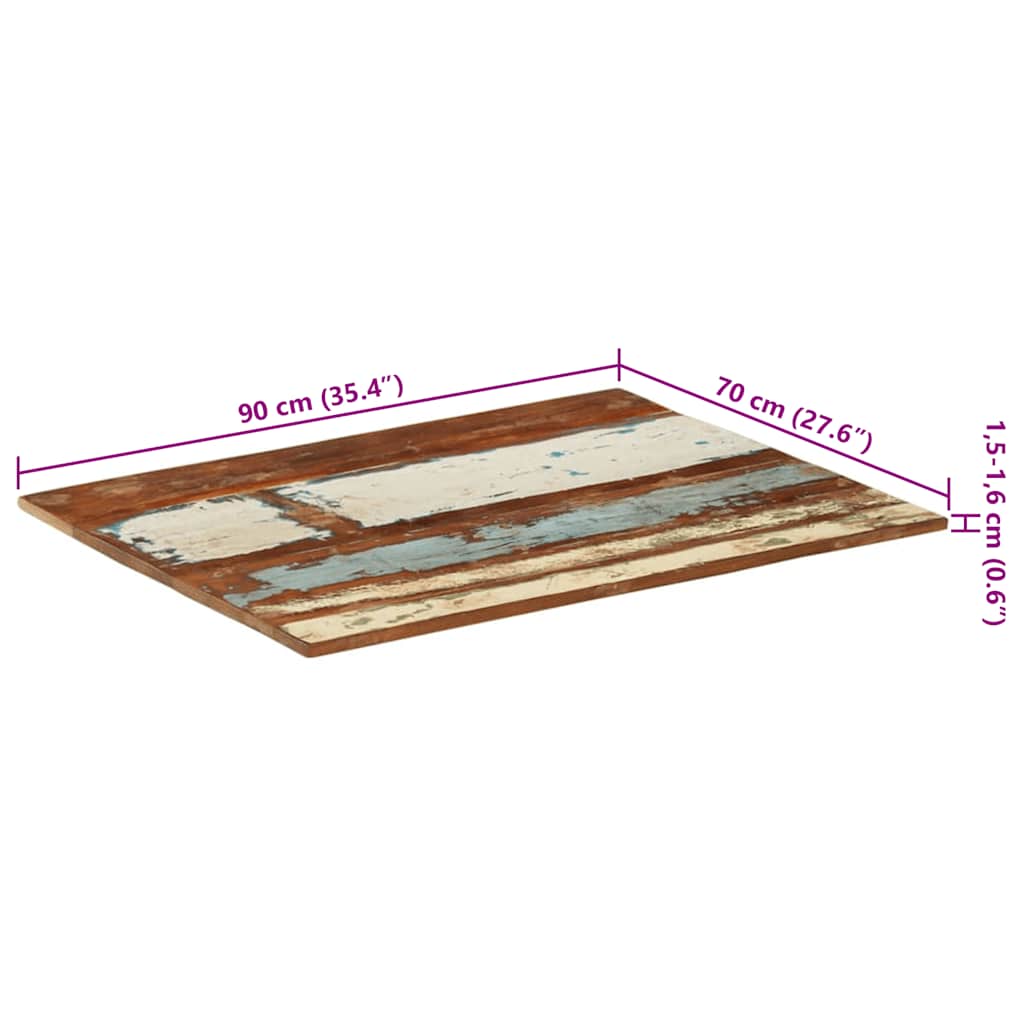 vidaXL Prostokątny blat do stołu, 70x90 cm, 15-16 mm, drewno z odzysku