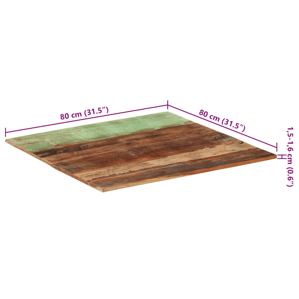 vidaXL Kwadratowy blat do stołu, 80x80 cm, 15-16 mm, drewno z odzysku