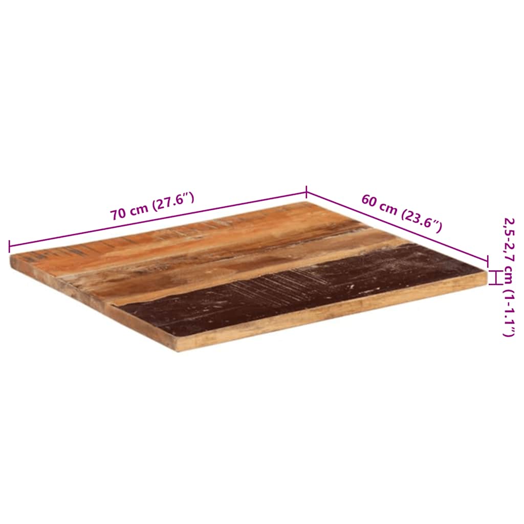vidaXL Prostokątny blat stołu 60x70 cm 25-27 mm, lite drewno z odzysku