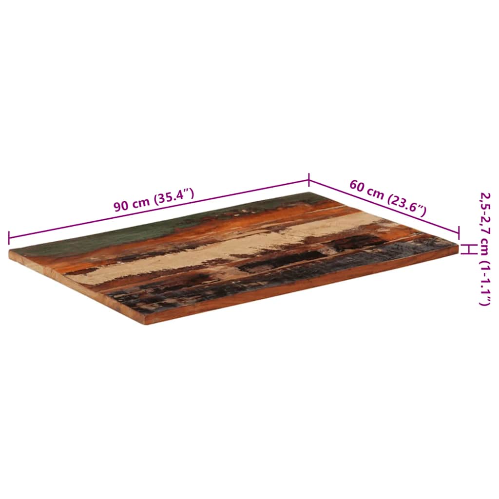 vidaXL Prostokątny blat stołu 60x90 cm 25-27 mm, lite drewno z odzysku