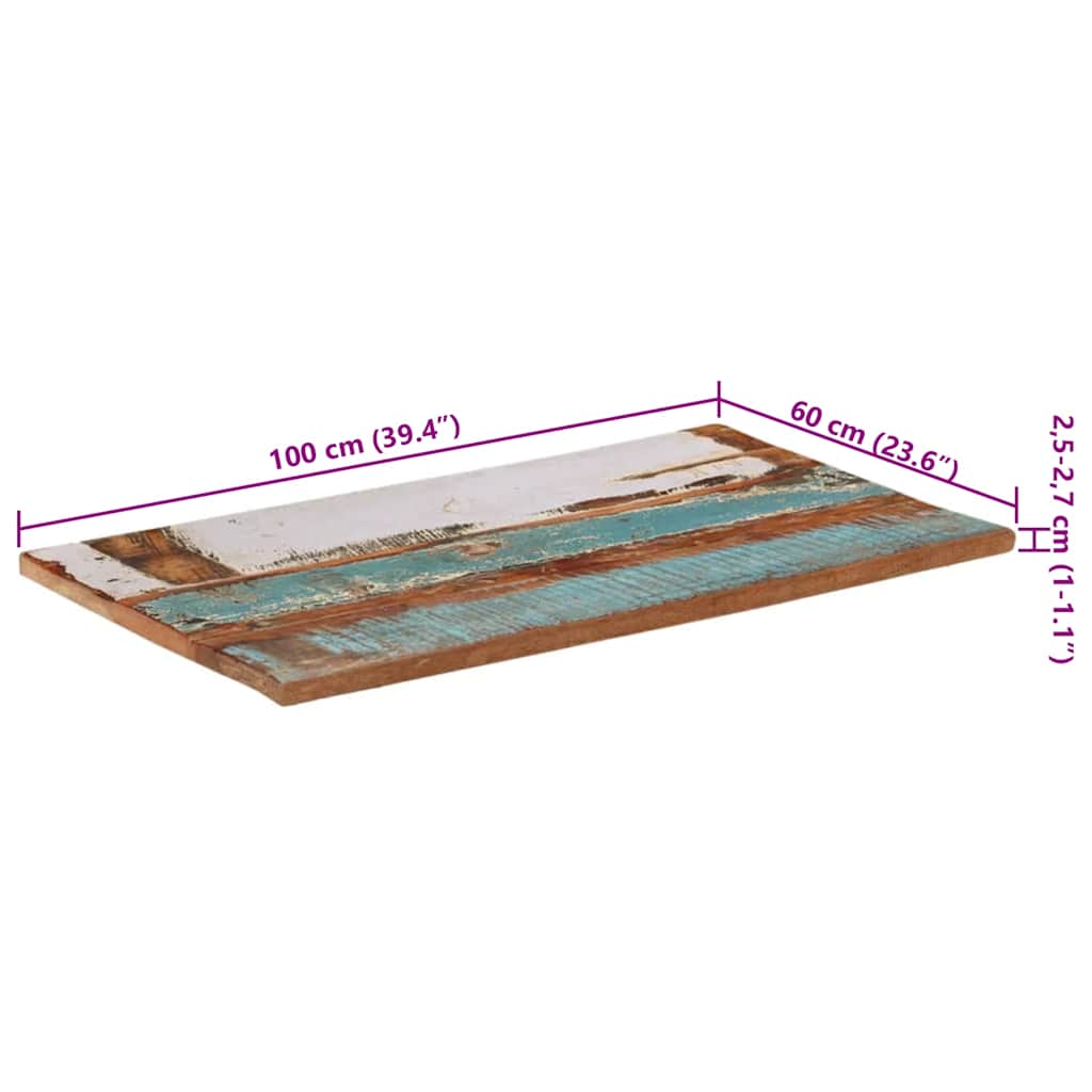 vidaXL Prostokątny blat stołowy, 60x100 cm, 25-27 mm, drewno z odzysku