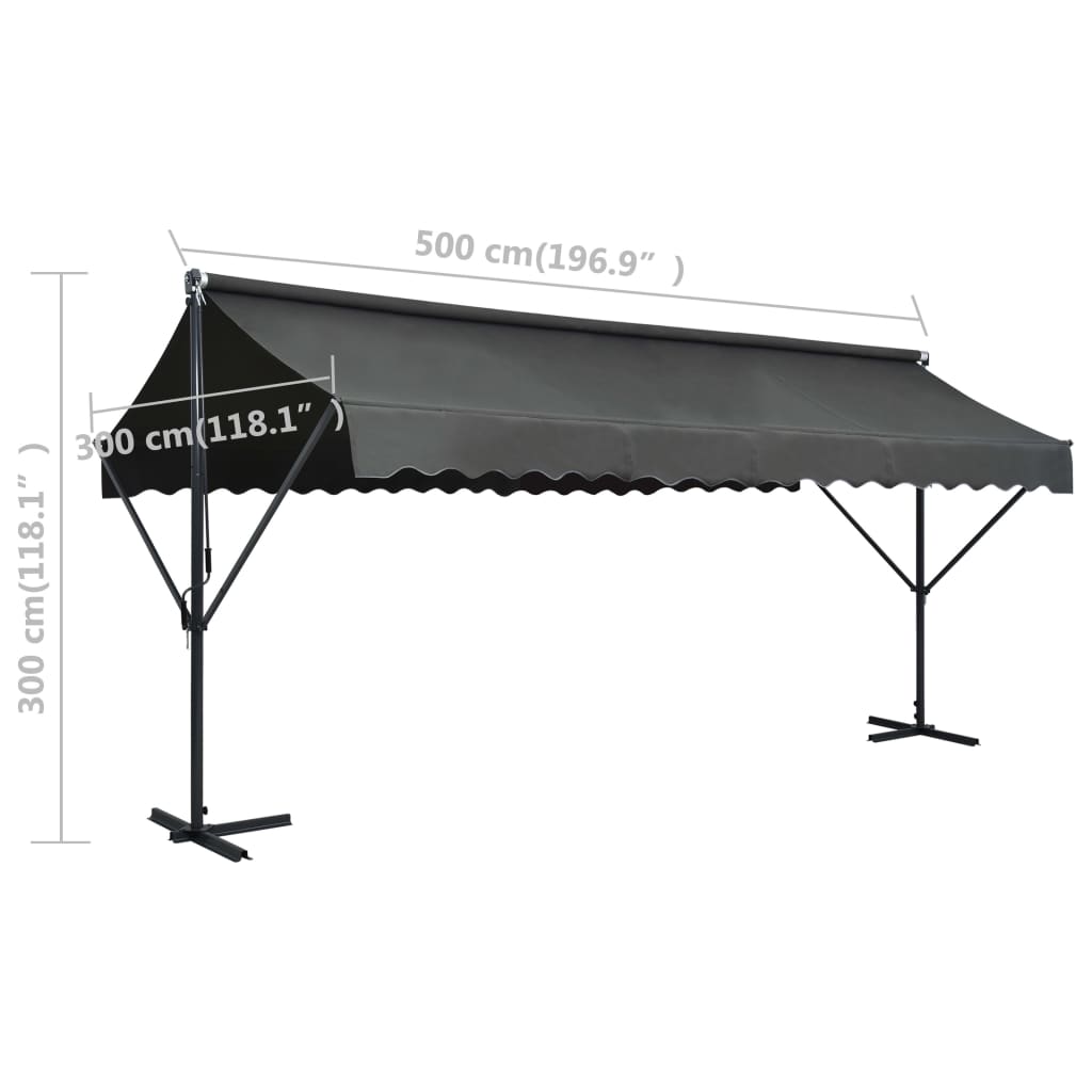 vidaXL Zadaszenie wolnostojące, 500x300 cm, antracytowe