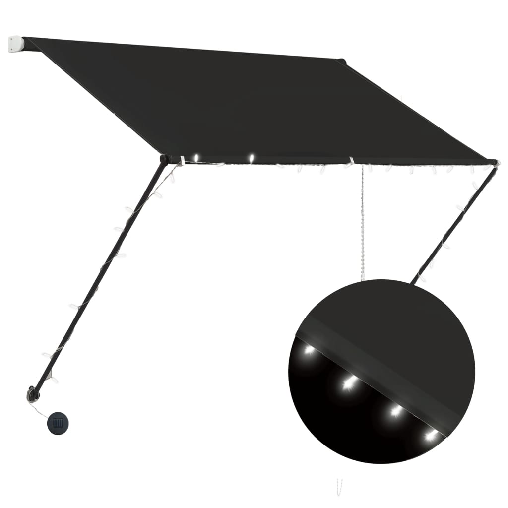 vidaXL Markiza zwijana z LED, 100 x 150 cm, antracytowa